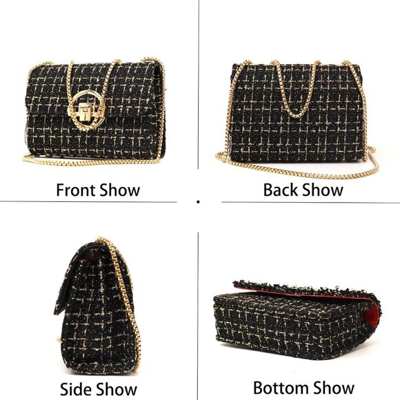 Women's Quilted Crossbody Bag Faux Leather Chain Clutch Evening Shoulder Purse - Picture 3 of 6